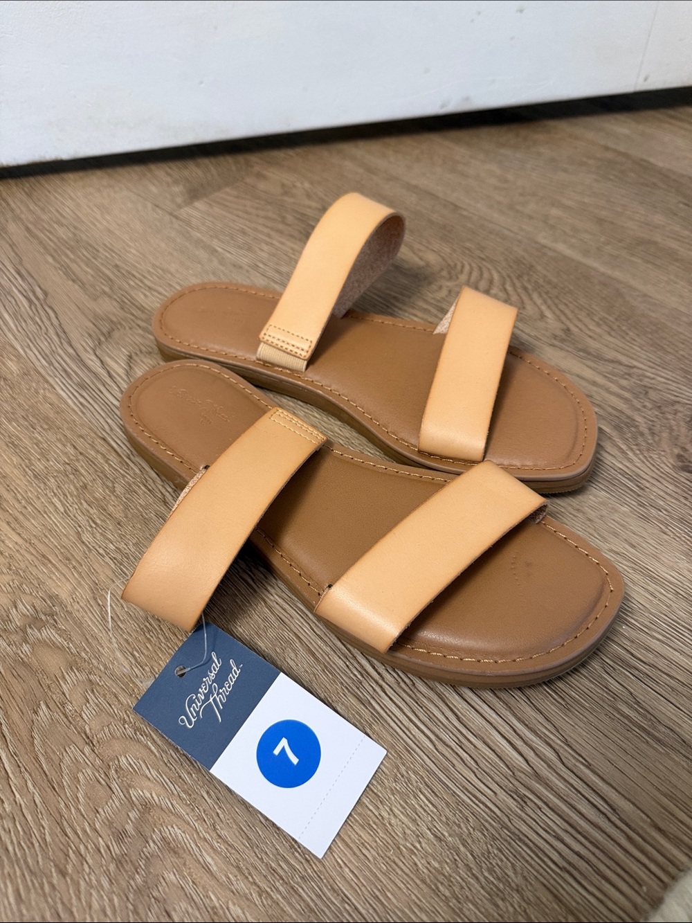 Universal Thread Women’s Tan Double-Strap Slide Sandals